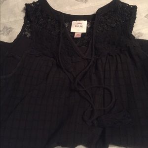 Knox rose layered black tank with tassels